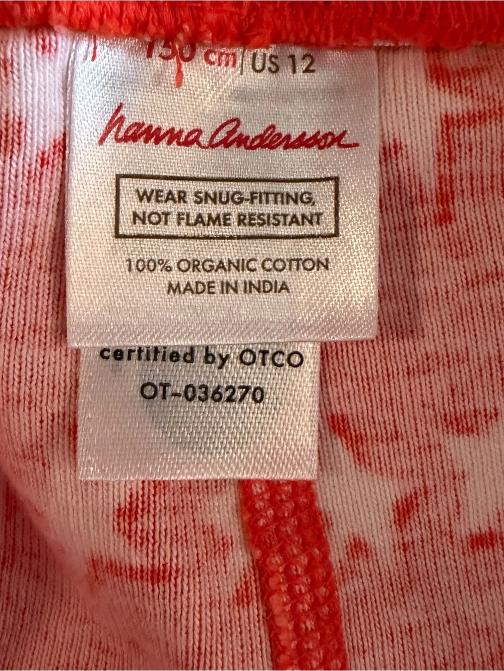 Hanna Andersson Boys Orange & White Star Pajama Set Size 12 Organic Cotton